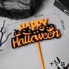 Decoração de Bolo Halloween 2025 Feliz Halloween Topper Acrílico Vassoura Pom-Pom Chapéu Faca Decoração de Feriado