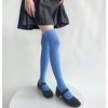 Meias Finas de Contraste de Cores para Outono, Cor Ampla Combinando, Alto Estoque, Meias Finas Microtransparentes Femininas, Contraste de Cores Verticais, Estilo Miu, Meias para Botas na Altura do Joelho, Ins