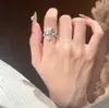 Anillo abierto de diseño personalizado estilo coreano con cielo estrellado, totalmente incrustado de diamantes, de lujo ligero, diseño de anillo exquisito y versátil para mujer