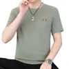 Camiseta de Manga Corta de Seda de Hielo para Hombre, Top Delgado Transpirable de Verano de Moda, Camiseta de Talla Grande, Camiseta de Manga Corta para Hombre