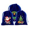 Bolsa de terciopelo azul zafiro al por mayor de fábrica para Navidad, bolsa de embalaje para dulces de manzana navideña, bolsa de regalo, bolsillo de lote transfronterizo