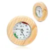 1 peça Termômetro e Higrômetro de Sauna em Celsius, Moldura Redonda de Madeira Natural, Tampa de Vidro, Sem Plástico, Medidor Analógico de Temperatura e Umidade para Salas de Sauna Seca e Úmida, Não Precisa de Bateria, Acessório para Spa a Vapor