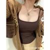 Camisola mujer almohadilla de pecho primavera y verano espalda bonita sujetador expansión exterior adelgazante color sólido ropa interior sexy pura querer top ropa exterior