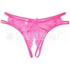 Ropa interior de encaje para mujer de AliExpress, divertida, con entrepierna abierta, sexy, de encaje transparente, tanga hueca de cintura baja