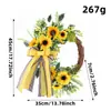 Venda Quente Transfronteiriça Outono Girassol Meia Flor Guirlanda Dia da Abelha Guirlanda de Flores Girassol Simulado Decoração de Porta Ornamento Pendurado