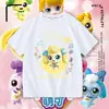 Camiseta Manga Curta Fofa e Adorável para Meninas, Top de Algodão Puro Desenho Animado em Formato de Coração Fofo, Camiseta Básica de Verão para Menininhas