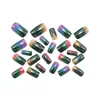 Parches para Uñas Cuadrados de Longitud Media con Gradiente Multicolor, Parches para Uñas Postizas de Moda Europea y Americana, Puntas de Uñas Portátiles al por Mayor