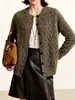 Cardigã de malha de lã simples e estiloso com gola redonda e mangas compridas para mulheres, novo modelo outono 2026, top casual slim fit para mulheres baixinhas