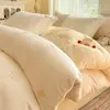 Conjunto de Cama de Inverno Espesso Quente Classe A Leite Fleece Quatro Peças Fleece Coral Flanela Lençol de Cama Capa de Edredom Fronha Roupa de Cama