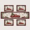 Juego de cinco piezas de camino de mesa y mantel individual navideño transfronterizo, decoración de mantel de poliéster de hombre de jengibre, dropshipping disponible