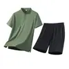 Conjunto de Três Peças Respirável de Seda Gelada Polo de Manga Curta Camiseta de Verão Novo Casual Esportivo para Jovens Homens