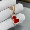 Collar de Calabaza Grande Versión Alta para Mujer Chapado en Oro Rosa de 18K Nácar Blanco Calcedonia Roja Colgante de Calabaza Popular Cadena Clavicular Mismo Estilo