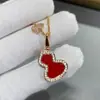 Collar de Calabaza Pequeña Versión Alta de Q para Mujer Chapado en Oro Rosa de 18 Quilates Colgante de Nácar Natural Ágata Cornalina Cadena para Clavícula