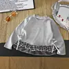 Top de Manga Larga Estilo Coreano para Niñas Primavera y Otoño 95% Algodón Moderno Elegante Camiseta para Bebé Versión Coreana Encaje Ropa de Otoño Capa Base