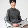 Suéter de cuello medio para hombre, mismo estilo que en los supermercados, tejido de punto para otoño e invierno, cuello medio, forrado de polar, engrosado, suéter de manga larga para hombre