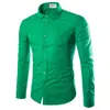 Espacio Nueva Camisa de Manga Larga Color Caramelo para Hombre Color Sólido Simple Casual Corte Ajustado Cuello de Solapa Manga Larga Camisa Top para Hombre