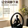 Adorno de figura de meditación Zen de estilo chino nuevo impreso en 3D transfronterizo en negro mate, artesanía de meditación yoga, decoración de sala de estar