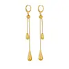 Ear Cuff Francés Doble Gota de Agua con Borla Cadena Hueso de Serpiente Chapada en Oro Pendientes Largos Colgantes Simples de Gama Alta para Adelgazar el Rostro Venta al por Mayor