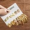 Set de Pendientes Geométricos Dorados Retro de Venta Caliente Transfronteriza para Mujer, Pendientes de Aro con Perlas de Moda, Pendientes con Incrustaciones de Diamantes al por Mayor