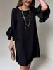 Em estoque 2026 Amazon transfronteiriço europeu e americano moda feminina verão novo estilo simples de luxo leve vestido reto com manga sino