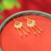 Yuebao Jewelry S925 Prata Esterlina Banhado Hetian Jade Novo Chinês Retro Auspicioso Ruyi Brincos De Borla Elegante Gancho De Orelha