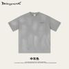 2025 Verão Vintage Tinta Spray Colorida Bloco Artesanal T-shirt Rasgada Masculina e Feminina Mesmo Bolso Manga Curta Camiseta de Casal para Homens