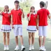 Conjunto de Camiseta Vermelha Vestido para Aluno do Ensino Médio Estilo College Estilo Coreano Saia de Formatura para Garota do Ensino Médio Vestido de Classe Conjunto de Verão