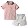 Trajes Deportivos Europeos y Americanos para Niños, Conjunto Casual de Bebé Arcoíris Polo Manga Corta Shorts al por Mayor, Traje de Bebé a la Moda