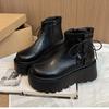 Botas Martin de Plataforma Gruesa de Gama Alta para Mujer, Nuevo Estilo Otoño 2026, Botines Cortos con Cordones que Aumentan la Altura, Estilo Británico, Botas Adelgazantes