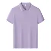 Camisa polo de manga corta de seda, lino y Lyocell con un diseño sencillo y versátil, adecuada para ropa de negocios casual, con características de ropa de trabajo estampadas y bordadas.