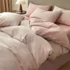 Juego de Cuatro Piezas Jacquard de Algodón Puro Grado A Materno e Infantil, Estilo Muji, para Dormir sin Ropa, Incluye Sábana Plana, Funda de Edredón y Sábana Ajustable para Uso en Cama
