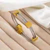 Pulsera Retorcida Grabada con Láser Transfronteriza para Hombre, Pulsera Ajustable de Acero de Titanio, Pulsera Personalizada de Acero Inoxidable de Lujo Ligero