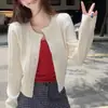 Cárdigan de Lana de Seda 100% Cuello Redondo para Mujer Color Sólido de Botones Individuales Manga Larga Chaqueta de Punto Prenda Exterior para el Trabajo