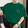 Camiseta de manga corta de algodón pesado de 260 g para hombre, moda americana, holgada, de cuello redondo, verano, algodón estampado, manga corta