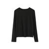 [Oufan] Camiseta Clássica de Manga Longa com Gola Redonda no Ombro Direito em 10 Cores Feminina Outono e Inverno Camiseta de Base Camiseta Top Interno 3155