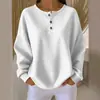 En stock transfronterizo Amazon moda tejido gofre cuello redondo suéter top de corte holgado, nueva colección otoño/invierno 2026, color liso