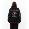 Chaqueta de Marca de Moda con Estampado de Letras y Insignia Retro Americana Nueva 2026 para Mujer, Chaqueta de Béisbol Casual Holgada Estilo Universitario de Otoño