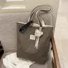 Bolsa de Lona a Cuadros Estilo Coreano Transfronteriza para Mujer, Bolso de Hombro Único de Gran Capacidad para Estudiante Escolar, Bolso de Mano Sencillo Versátil