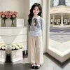 Conjunto de Dos Piezas Elegante y Sencillo para Niñas: Sudadera de Manga Larga y Pantalones Casuales de Pierna Ancha para Primavera y Otoño 2026