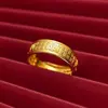 Tienda de Oro Mismo Estilo Joyería Chapada en Oro Anillo Abierto Cien Bendiciones Imitación de Oro Vintage Lujo Ligero Gama Alta Boda Anillo de Tres Oro
