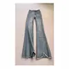 Jeans de Pierna Ancha Finos Nuevos para Mujer Primavera 2026, Tallas Grandes, Adelgazantes para Cuerpo con Forma de Pera, Dobladillo Deshilachado, Pantalones de Pierna Ancha Divididos