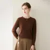 Suéter de cachemira 100% puro, de una sola pieza sin costuras, para mujer, cuello redondo, corte holgado, suéter de cachemira versátil como capa base de punto para otoño e invierno