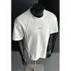 Camiseta Desconstruída com Rebites de Manga Curta para Homens, Top Bordado Tendência de Verão Estilo Americano, Caimento Solto, Camiseta Resistente de Meia-Manga para Adolescentes
