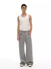 Calça Jogger Esportiva Cinza de Perna Larga Retro Simples Americana Masculina Feminina Tendência Reta Solta Caimento Largo Perna Larga Calça Longa