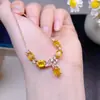 Collar de Zafiro Amarillo Natural Puro Cristal Transparente Gema Grado 5A Piedra Suelta Clásica Tamaño 5*7mm Plata 925 Incrustada