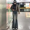 2025 primavera novo estilo micro-lop calças jeans não elásticos cintura alta quente menina vento jeans calças femininas, mais calças,