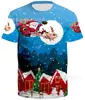 Santa Claus comercio exterior manga corta Navidad nuevo cuello redondo europeo y americano amantes camiseta impresión digital 3D