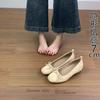 Zapatos Planos Aumentadores de Altura para Personas Menudas Otoño 2025 Nuevos Zapatos de Ballet Planos Slip-On Versátiles Poco Profundos con Lazo Zapatos de Noche