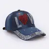 Gorra de mezclilla con diamantes de imitación transfronteriza gorra de béisbol mujer letra PARIS gorra de diamante gorra de sol para exteriores