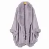 Casaco Europeu e Americano Outerwear Xale de Veludo Plus Capa Elegante de Alta Qualidade Tricô de Pelo de Vison Coelho Cardigan Falso Vison